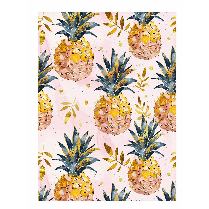 «Food and Kitchen Luxe Pineapples VIII Glam», reproduction d'art non encadrée, H 7 po x l 5 po