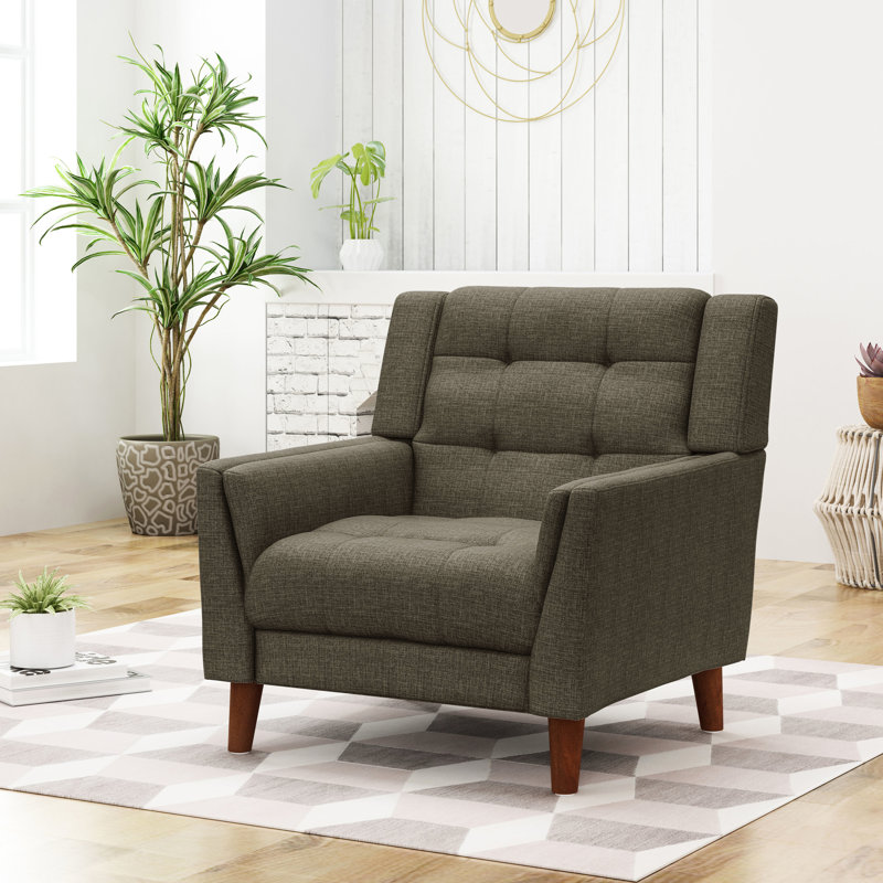 Fauteuil Mid-Century moderne avec surpiqûres gaufrées - Tissu pour un bureau à la maison confortable et confortable au quotidien