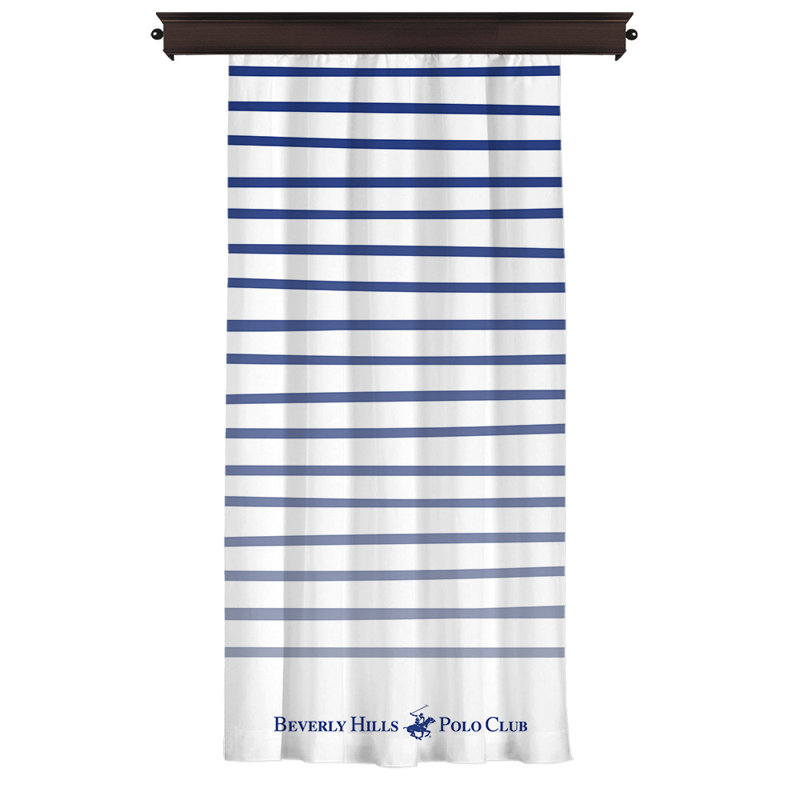 Panneau de rideau simple obscurcissant à rayures, Bleu / blanc