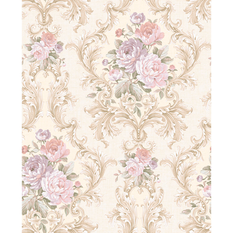 Papier peint floral camouflé Seabrook Designs, Brun clair / rosé