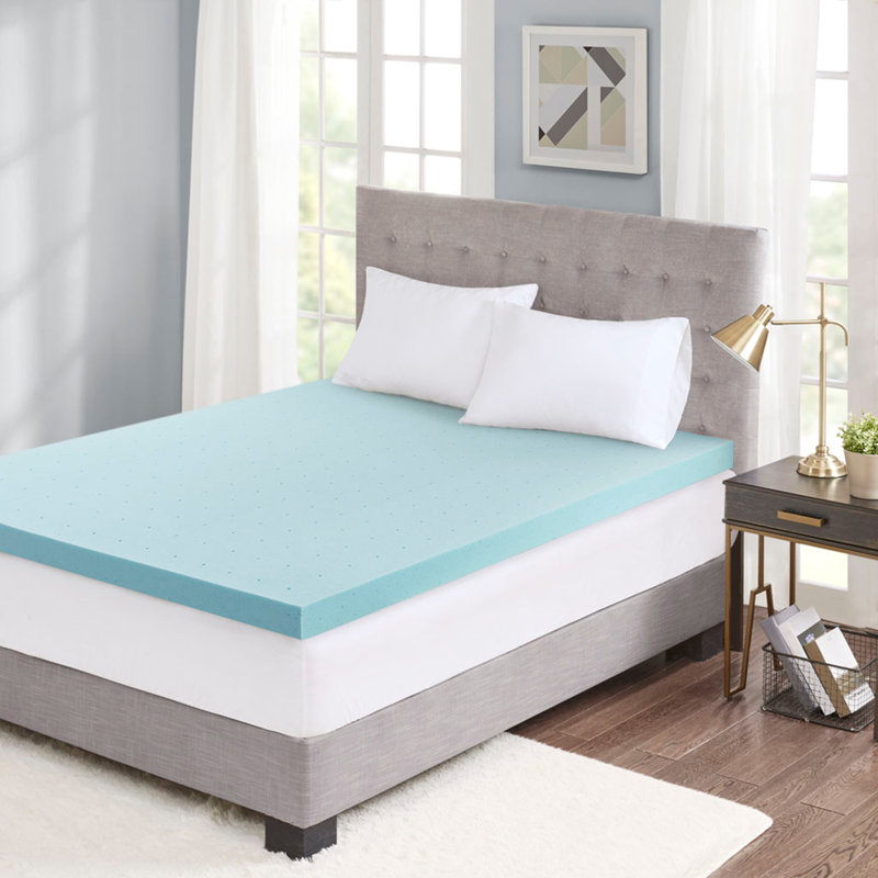 Surmatelas hypoallergénique en mousse viscoélastique gélifiée 3 po avec housse de refroidissement amovible, Double