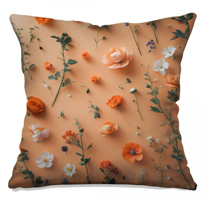 Orange Floral Arrangement Double Sided Throw Pillows