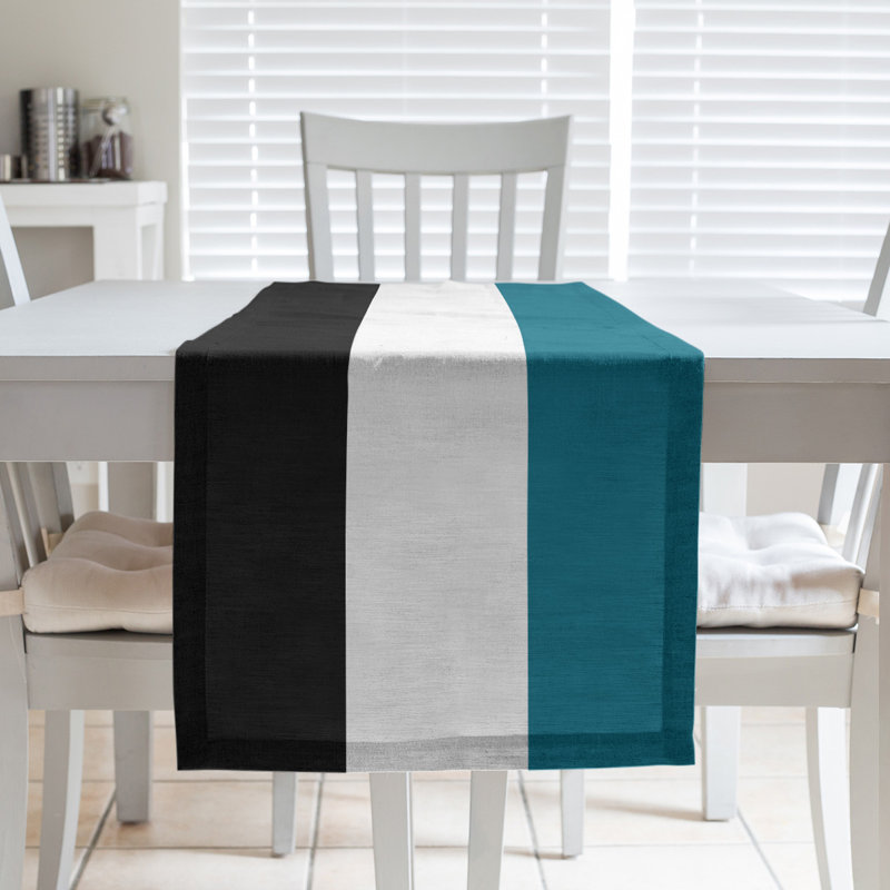 Cleveland Throwback Football Stripes Table Runner, 72" L x 16" W, Polyester, Jacksonville Throwback Football Dark Teal/Black