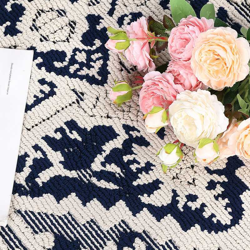 Imitation Weave Texture Carpet Area Rug Vintage Thin Rugs for Living Room Boho Oriental Medallion Rug Hallway Rug Low Pile Non-Slip Non-Shedding Indoor Rug for Bedroom Soft Washable Rug Home Office Dorm Farmhouse