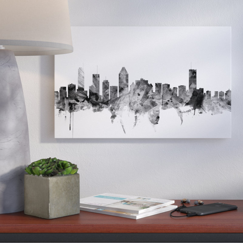 « montréal canada horizon », impression sur toile tendue, H 12 po x l 19 po x P 2 po