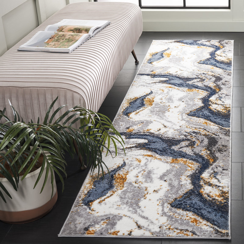 Tapis abstrait Luigia Performance Performance, Tapis de couloir 2 pi 2 po x 8 pi