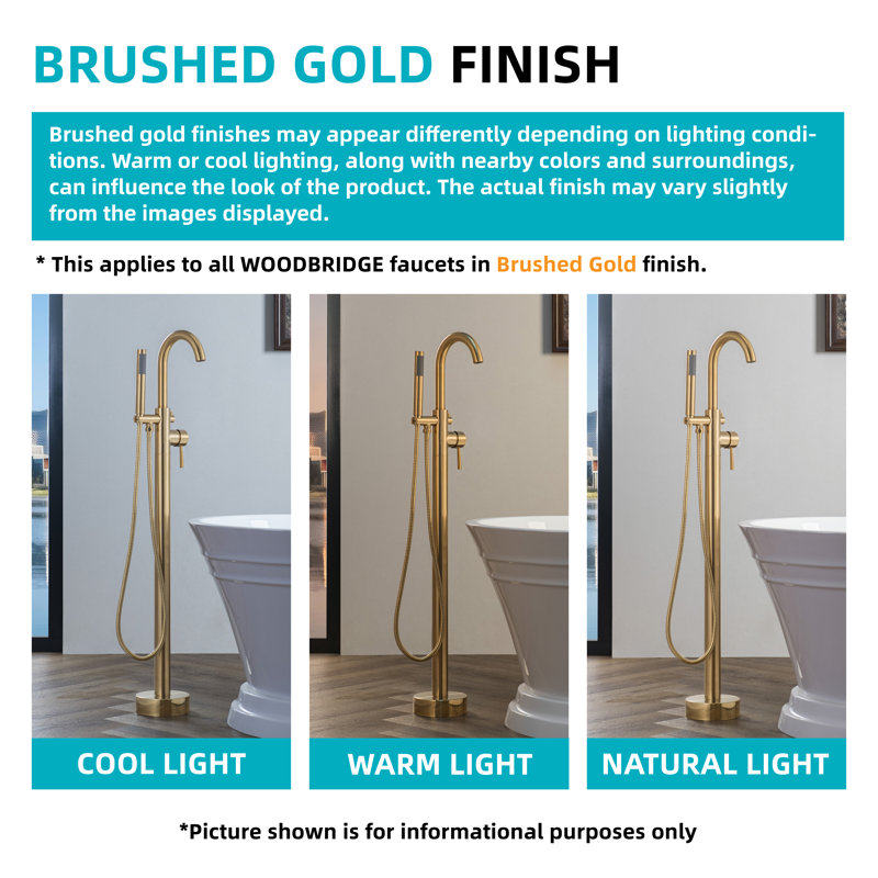 Cove 1 Handle Bathroom Freestanding Tub Filler with Diverter, Brushed Gold