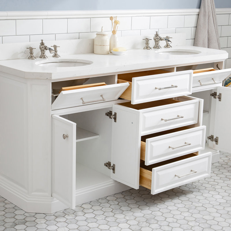 Palace 72'' W Vanity, Pure White, Polished Nickel