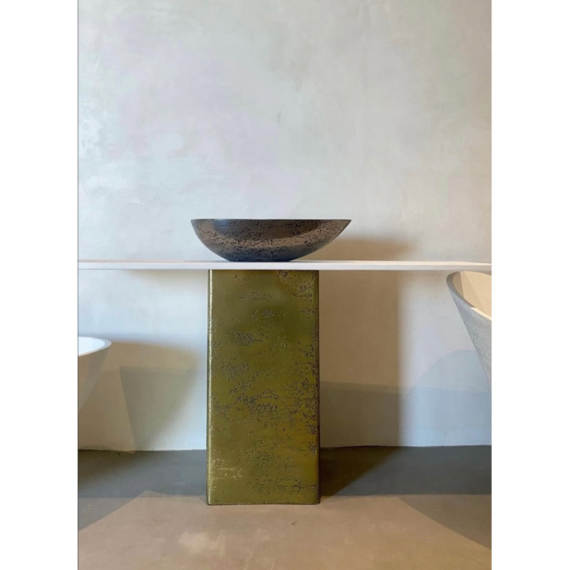 Vast Studio 23.4” L x  13.8” W Aged Silver/Gray Oval Concrete Vessel Sink – Modern Matte Finish, Countertop Bathroom Basin for Luxury Spa & Contemporary Homes