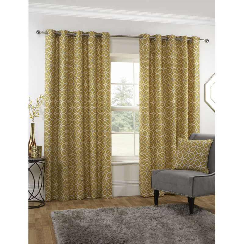 Devencove Room Darkening Curtain, 116.84cm W x 228.6cm L, Ochre