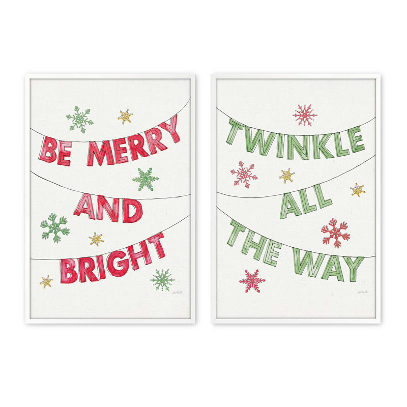Ensemble de 2 impressions d'art Twinkle All The Way, Blanc opaque, 36 po x 24 po