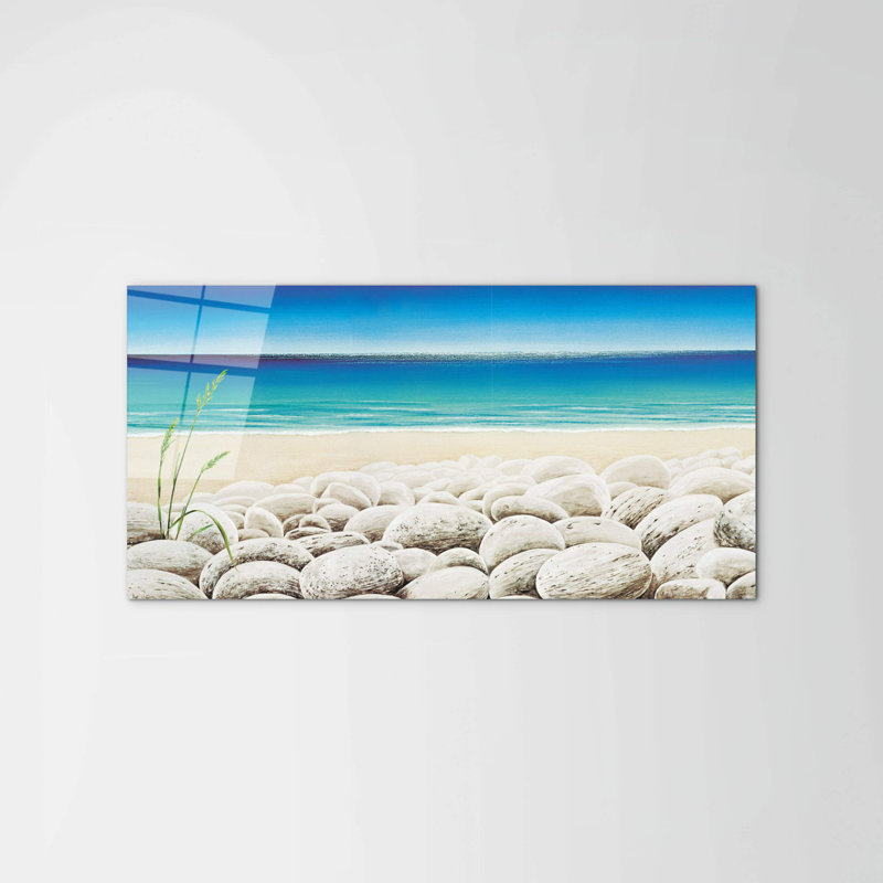 Rocks on the beach by Art Studio 50cm H x 100cm W High Quality Print on Frameless Panel, Lightweight, Ready to Hang