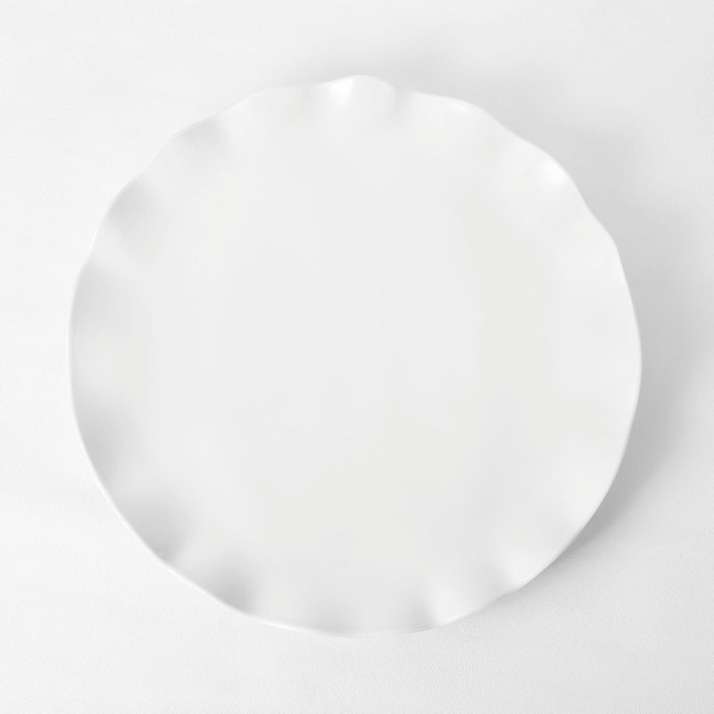 2-Piece White 16" Melamine Round Platter