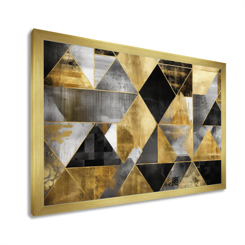 «Vanya Gold», impression géométrique sur toile, H 12 po x l 20 po x P 1 po, Encadrement doré