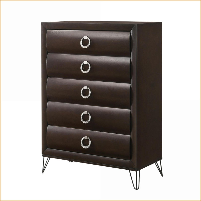 Chests &amp; Wardrobes, Contemporary 5-Drawer Dark Merlot Chest | Dark Brown | Synthetic Wood