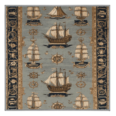 Machine Washable French Gray Area Rug