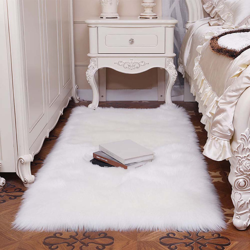 Eversole Handmade Shag Retangular White Rug, Rectangle 60 x 120cm