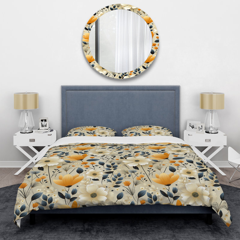 Literie White Blossoms In Paradise III, Housse de couette simple + 1 taie décorative stan