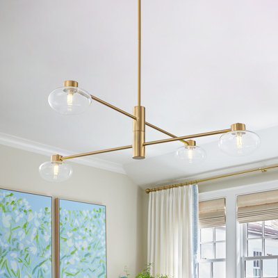 Modern 4-Light Clear Ellipse Glass Layered Chandelier