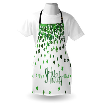 East Urban Home Clover Apron Unisex St Patrick's Day Shamrock Adult Size Emerald Fern Green