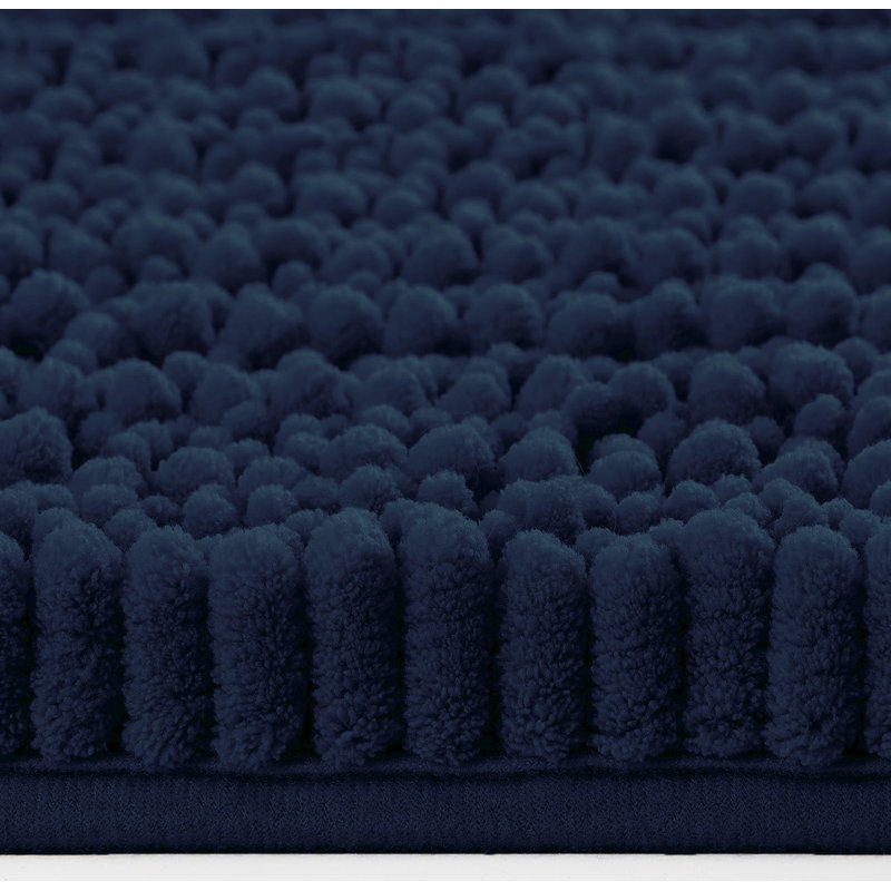 Ensemble de 2 tapis de salle de bain en chenille moelleux et moelleux, Marine