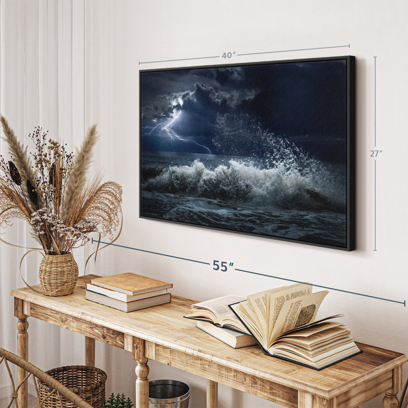 Plage «Seascape Lightning Storm Wall Art», H 27 po x l 40 po