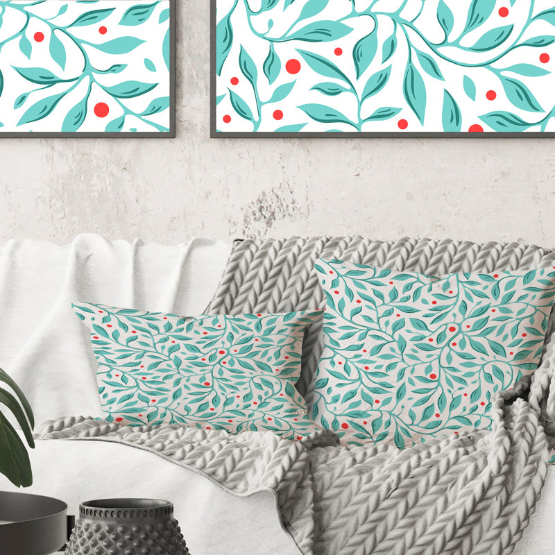 Coussin Little Little Turquoise Leaves On