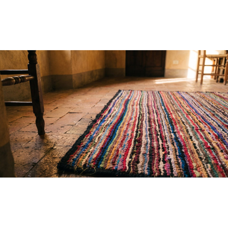 Antique American Hooked Allover Geometric Rug