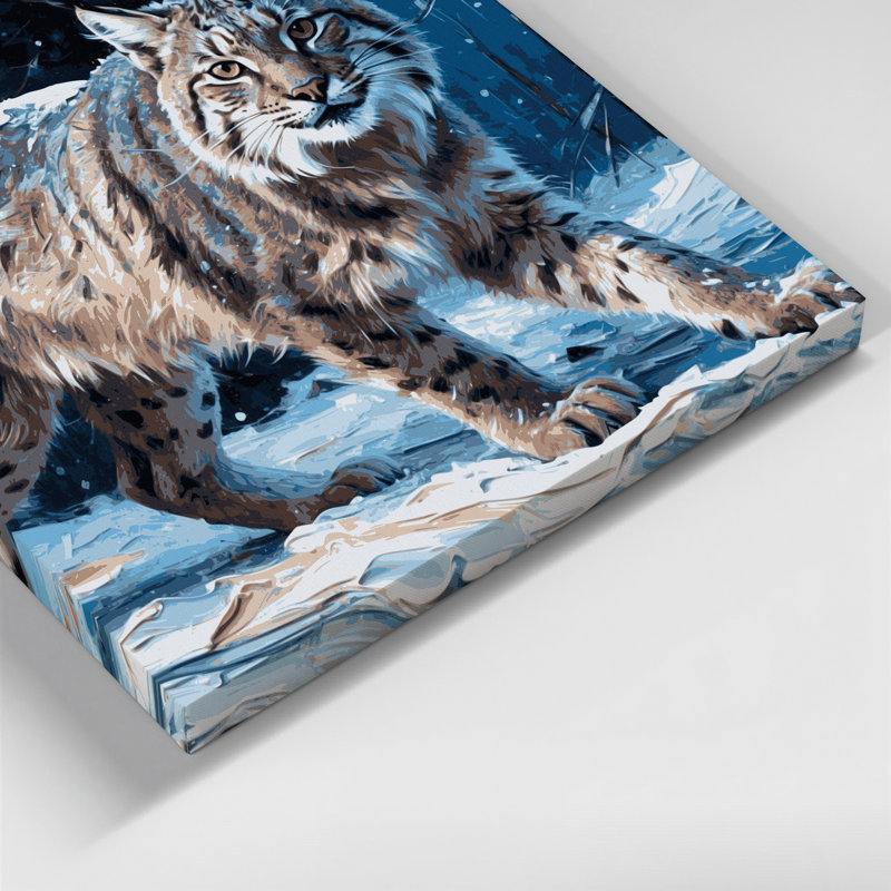 «Big Cats Canadian Lynx», art mural sur toile bleue, H 12 po x l 18 po