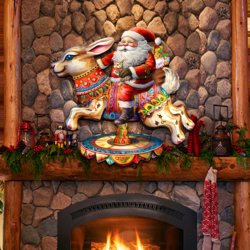 Décoration murale en bois Eudora Santa Carousel