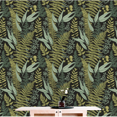 Batty Ferns 16.67' L x 25" W Peel and Stick Wallpaper Roll