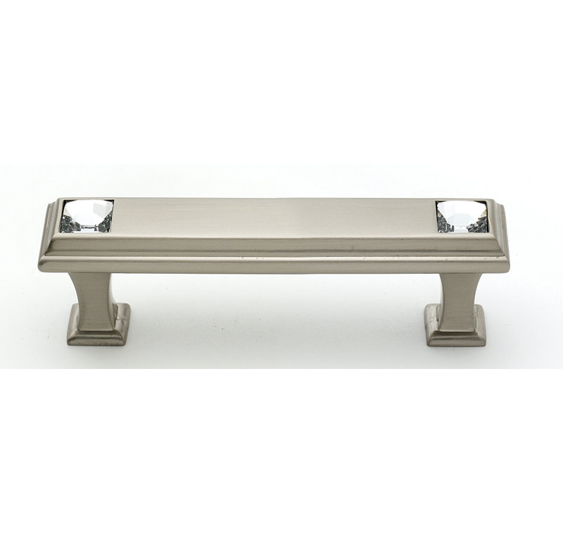 Poignée barre géométrique, Nickel satiné, 3"