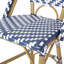Tabouret de bar 29,5 po en rotin français d'extérieur, bleu marine et blanc, structure en aluminium avec finition en bambou (ensemble de 2)