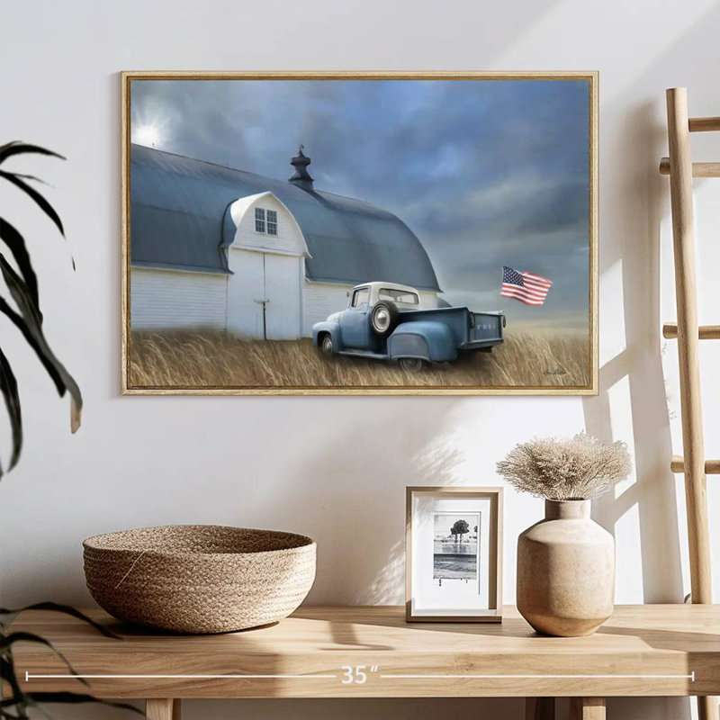 «Let Freedom Reign», 25 po x 17 po, Cadre flottant en bois naturel