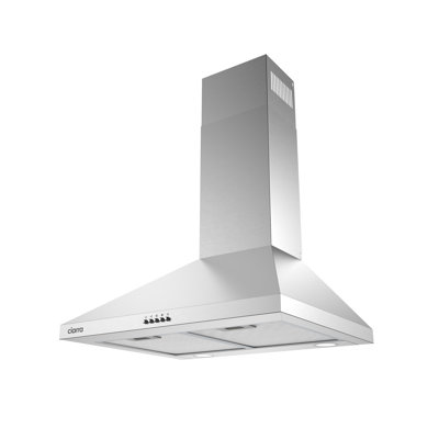 CIARRA 24" Wall Mount Range Hood in Silver with 450 CFM Airflow, 3-Speed Fan, Stainless Steel Baffle Filters, LED Lighting, Convertible Ducted/Ductless Kitchen Vent Hood