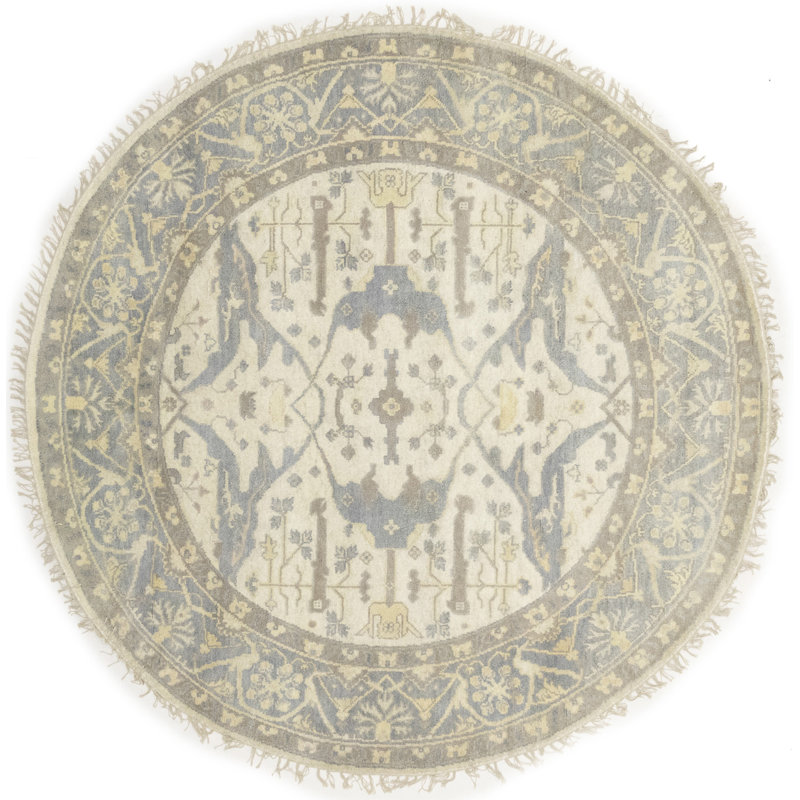 Tapis rond Oushak oriental fait à la main M10