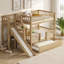 Lit superposé simple au-dessus de simple avec escalier de rangement, glissade et lit gigogne-1203497832