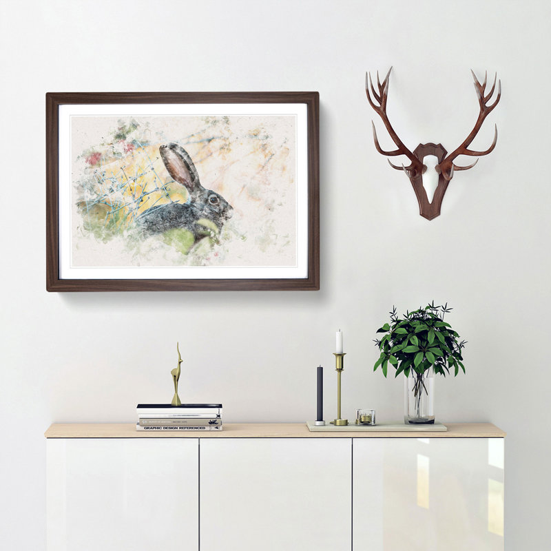 Hare in the Bushes - Framed Print, Walnut Framed, 40cm H x 60cm W x 2cm D