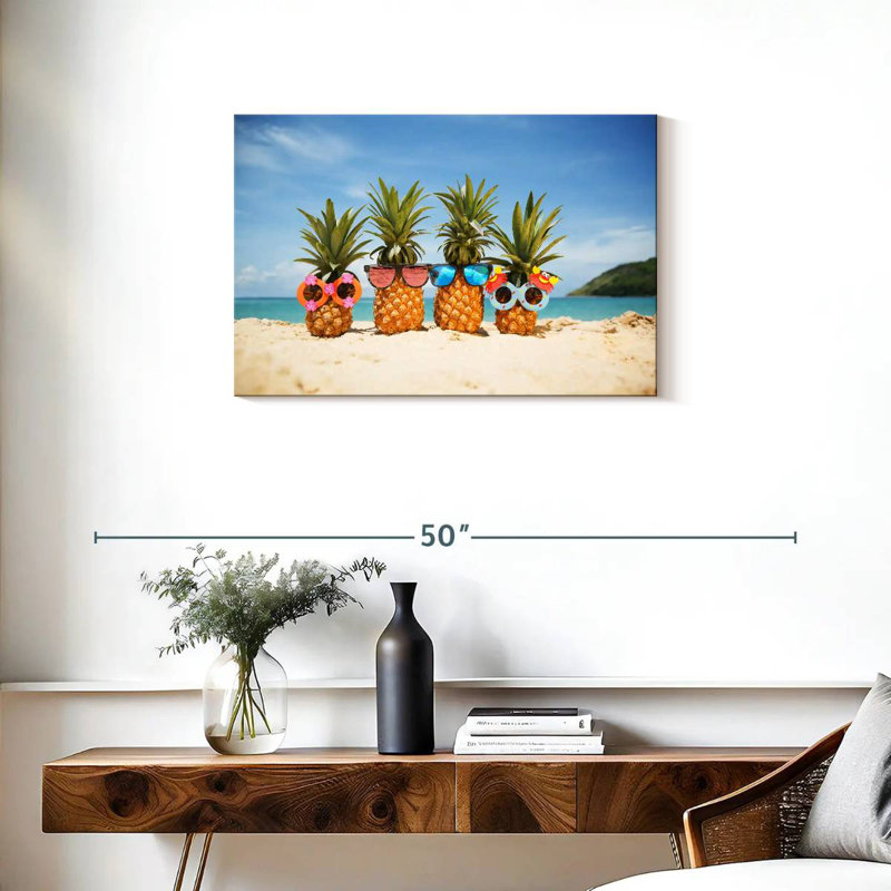 Yarlin Summer Beach Pineapples, 20" H x 30" W