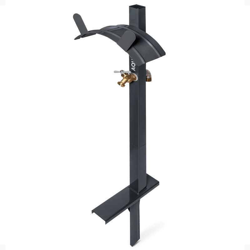 Sun Joe Steel Garden Hose Stand, Brass Faucet, Quick Install Base, SJ-SHSBB-GRY
