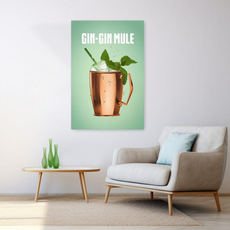 Art mural contemporain rafraîchissant «Mule gin», H 48 po x l 32 po