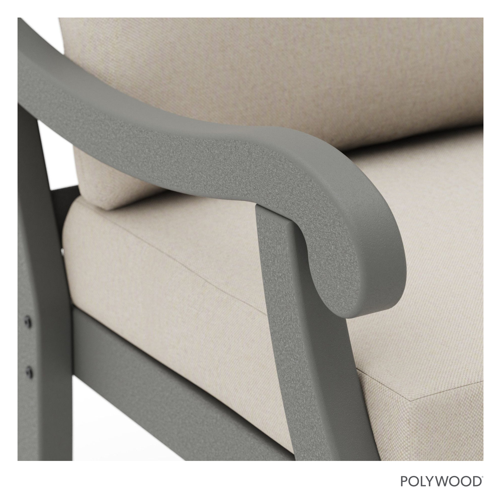 POLYWOOD® Verlyn 49" Patio Loveseat, Dune Burlap Cushion/Slate Gray Frame