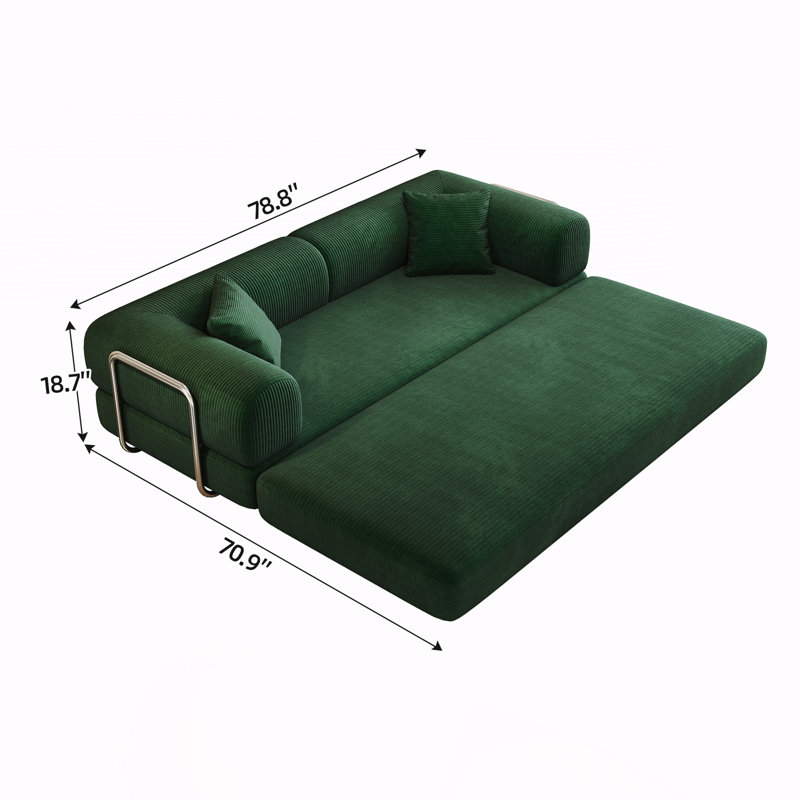 Canapé-lit Boneless, canapé-lit pliable sans assemblage, Vert