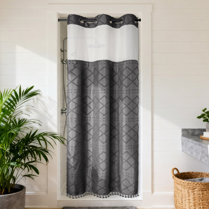 Rideau de douche Shorey, H 74 po x l 36 po, Gris foncé
