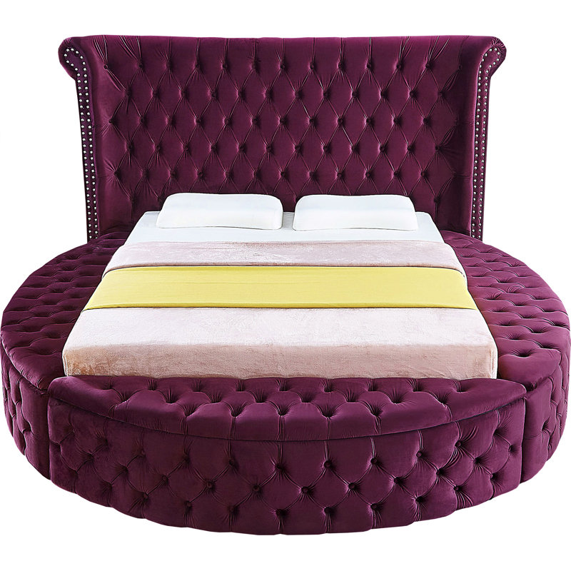 Dorgan Upholstered Wingback Bed, King, Purple Velvet