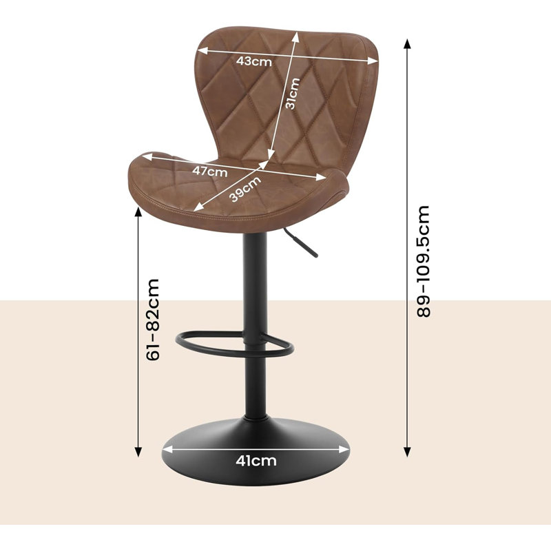 Shabbona Upholstered Adjustable Height Counter Stool with Metal Frame, Brown