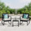 3 Pieces Patio Conversation Sets Outdoor Patio Furniture Set Rocking Bistro Set Rattan Conversation with Coffee Table