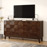 Salia 60" Mid-Century Modern Sideboard with Charging Station,Buffet Cabinet with Solid Wood Legs for Dining Room ,Walnut
