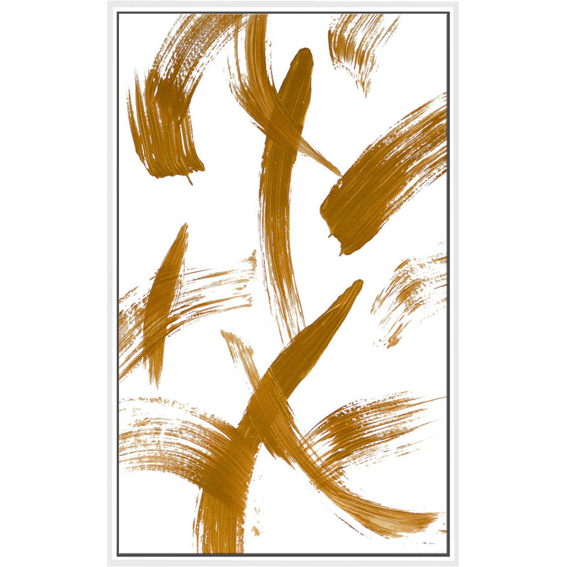 «Copper Strokes II», reproduction de peinture acrylique, H 63,5 po x l 39,5 po x P 2 po, Cadre flottant blanc