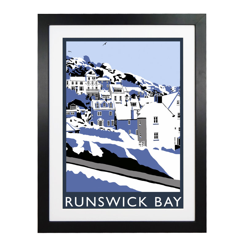 'Runswick Bay in Snow' 1 Piece Wall Art, 43.5 cm H x 33.5 cm W x 2.2 cm D, Black Wood Frame